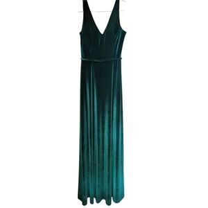 Morilee Women's Emerald Bridesmaids Sleeveless Velvet Maxi Dress Size 6